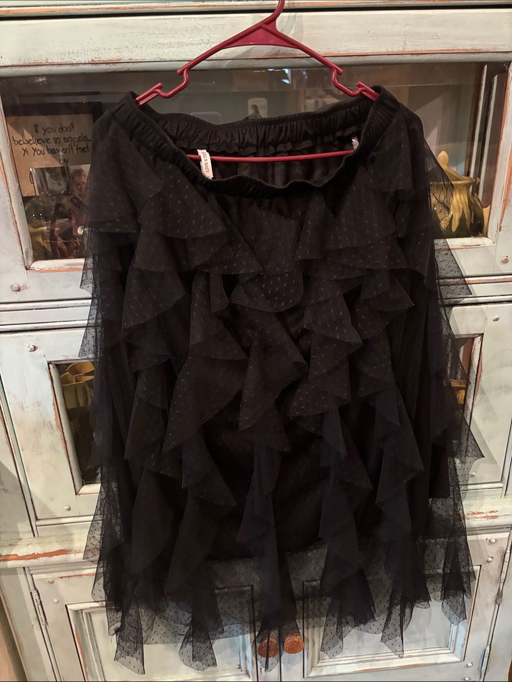 Black Layered Tulle Ruffle Skirt